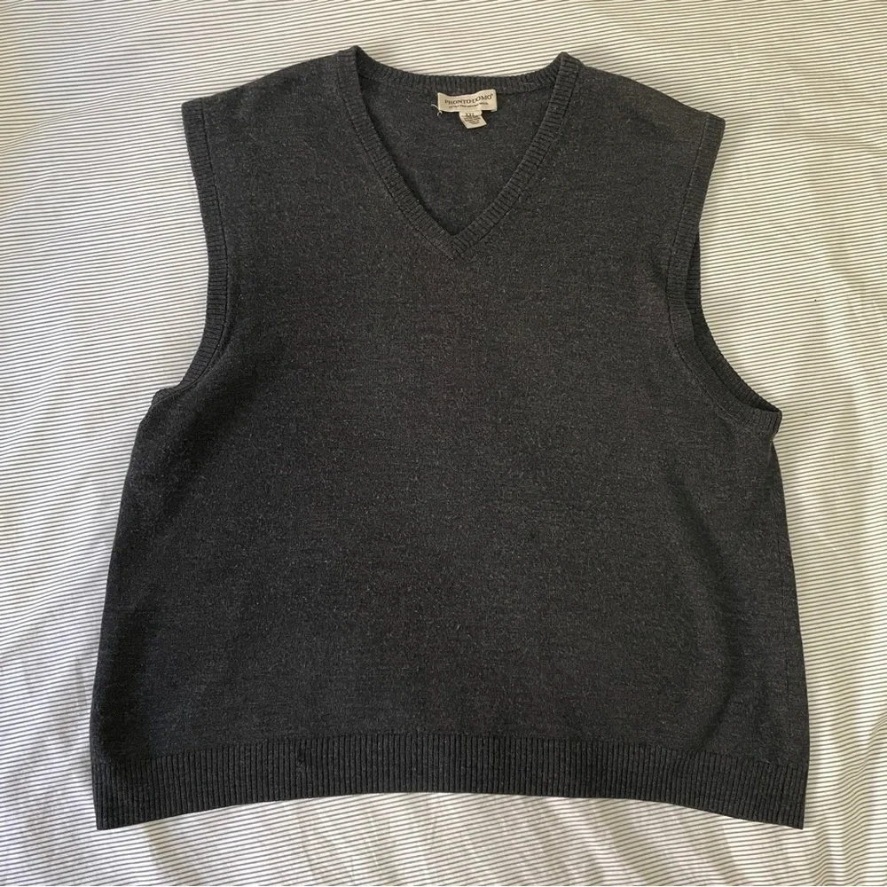 PRONTO UOMO XXL Men’s Extra Fine Merino‎ Wool Sleeveless V Neck Sweater Pullover